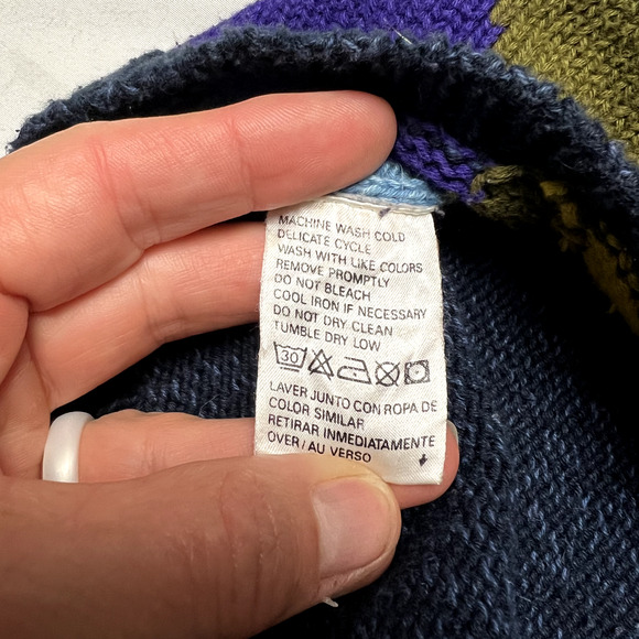 Vtg Liz & Co Medium 90's Retro Sweater Diamond Argyle Multicolor Festival Preppy - Picture 9 of 11
